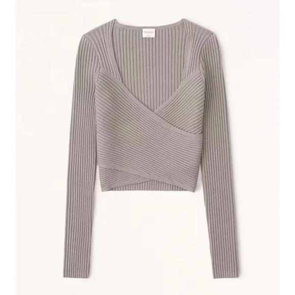 SOLD Abercrombie & Fitch Wrapped Sweater Ribbed Brown Wrap Top - Picture 1 of 5